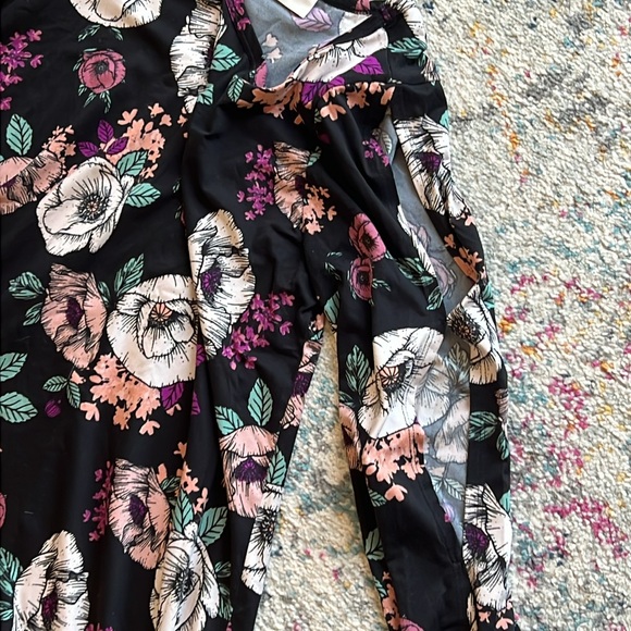 Everly Floral Flowers Long Sleeve Dress Stretch Womens Large - Picture 4 of 10